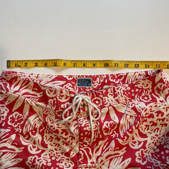 J. Crew Watermelon Red Tropical Swim Trunks Mens Size 32 Cargo Board Shorts - Picture 7 of 9